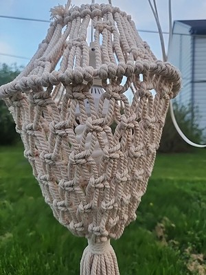 Boho Macrame Hanging Lamp Shade 10x20 Chandelier Plug In Pendant Light Tassel
