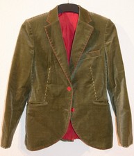 Hochwertige Geiger Damen Trachtenjacke Samt grün mit rotem Innenfutter Gr. 38