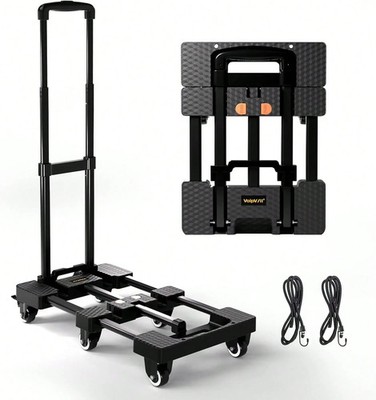500lbs Heavy Duty Folding Hand Truck 6 Wheels Portable Dolly Cart with Storage