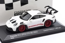 Minichamps 1/43 Porsche 911 992 GT3 RS 2023 Diecast Model White Red Rims New