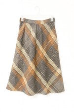   Plaid Wool Blend Midi Skirt 26  Waist 29  Length Academia Cottagecore Winter