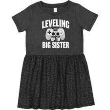 Inktastic Leveling Up To Big Sister Toddler Dress Family Sis Announcement Gamer