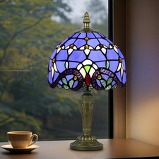 Small Tiffany Style Table Lamp, 3 Color Temperatures Bedside Lamp, 8 Inch Sta...