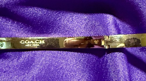 COACH HINGED🌸Baby Pink Gold✨Signature C Enamel ✨RHINESTONE✨Bangle Bracelet - Picture 11 of 12