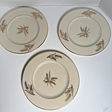 3 Vtg Lenox Harvest Wheat R-441 8.25" Salad Bread Plates Made In USA