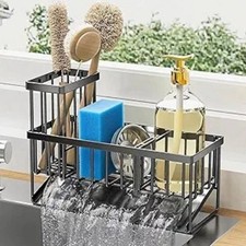 Stainless Steel Kitchen Sink Sponge Organizer Rack with Chopsticks Towel Holder