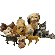 Vintage Dog Figurine Lot 9pc Occupied Japan Chalk Metal Scottie Pug Terrier