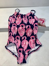 NWT Girls Size 7 Kanu Surf Daisy Beach Sport 1 Piece Swimsuit Flamingo