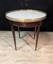 Table bouillotte en acajou, dessus marbre