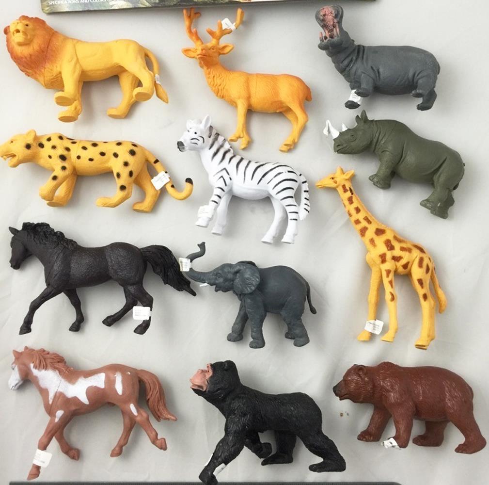 2 pack ASSORTED PLAY 7 INCH RUBBER ZOO WILD ANIMALS toy plastic