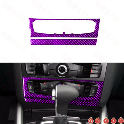 For Audi Q5 2009-2017 Purple Air-Con Climate Knob Trim Cover Type-B Carbon Fiber
