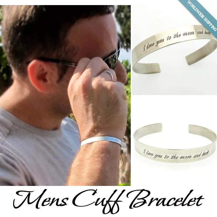 Amazon.com: Rustic Mens Bracelet Personalized Mens Cuff Hidden Engraved  Message Bracelet for Men Oxidized Sterling Silver Cuff Wide Cuff for Him :  Handmade Products