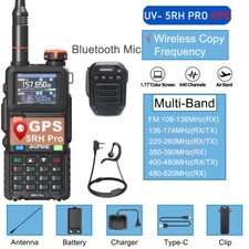 1X 5RH PRO GPS WALKIE TALKIE MULTI BAND RECHARGEABLE TWO WAY RADIO BLUETOOTH MIC
