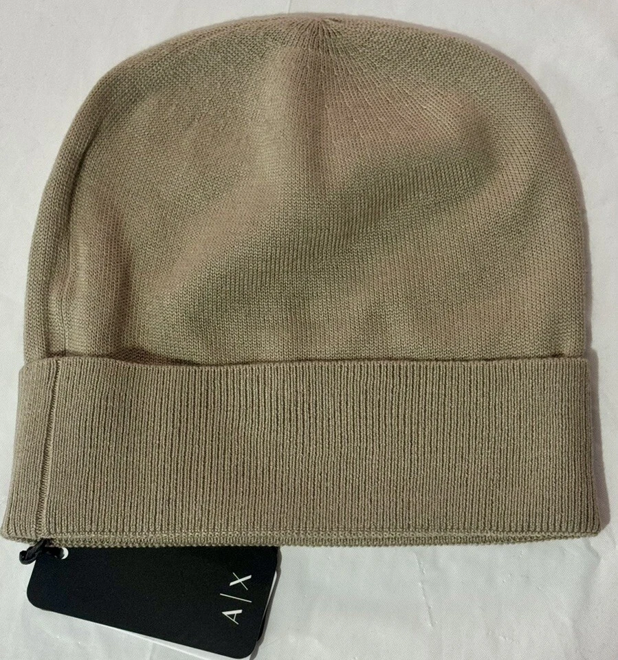 New Armani Exchange AX Mens Virgin Wool Beanie With Logo - Image 3 of 4