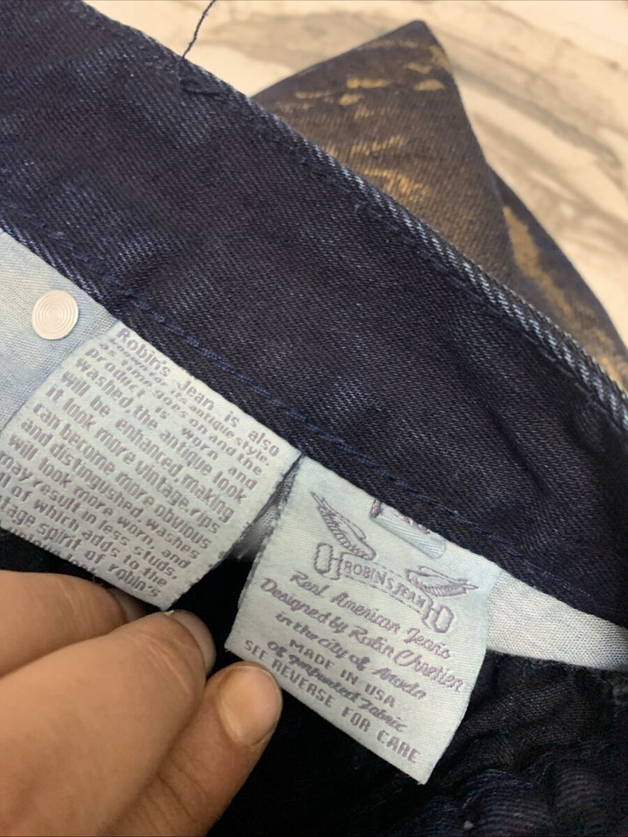 RARE Robins JEANS Gold With Crystals SIZE 34 MADE IN USA #P1 RARE Robins JEANS Gold With Crystals SIZE 34 MADE IN USA #P1