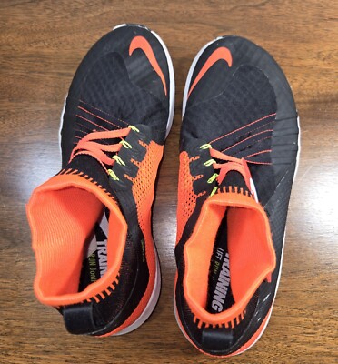 Nike Flywire Training Dynamic Black & Orange Shoes Men's Size 9 Ankle Sock