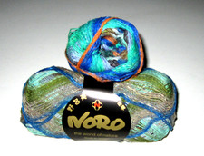 100 gram ball of NORO TAIYO SOCK cotton silk wool yarn 26 Blue Green Orange