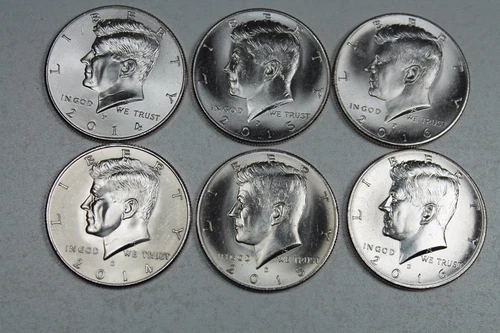 2014 2015 2016 P & D Kennedy Half Dollar Uncirculated Mint Roll Set 2014-2016