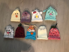LOT OF 9: BABY GIRLS : SILLY HAND KNITS ANIMAL HATS SIZE NB-18 MO......NEW  