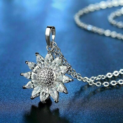 2Ct Marquise Diamond Sunburst Cluster Pendant 14K White Gold Finish Free Chain