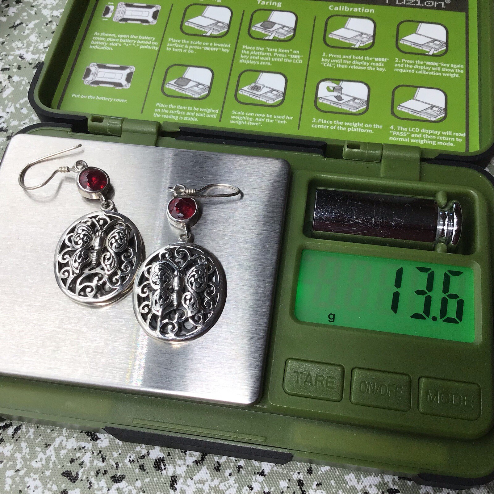 Sterling Silver Ruby Butterfly Earrings Dangle Ho… - image 8