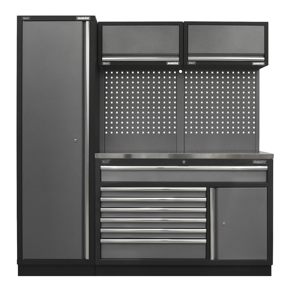Sealey Superline Pro 1.96m Storage System - Stainless Steel Worktop Garage Wo...