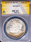 1879-S $1 Silver Morgan Dollar MS 63 PL Obverse ANACS # 7786736 + Bonus