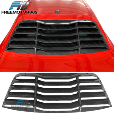 Fits 08-23 Dodge Challenger V2 Style Rear Window Scoop Louver Carbon Fiber Print