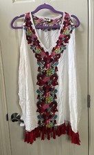 Show Me Your MuMu Jaden Tunic Embroidery Open Shoulder Dress Size Small