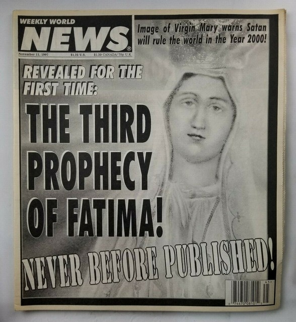 Weekly World News Nov 11 1997 Third Prophecy of Fatima Virgin Mary