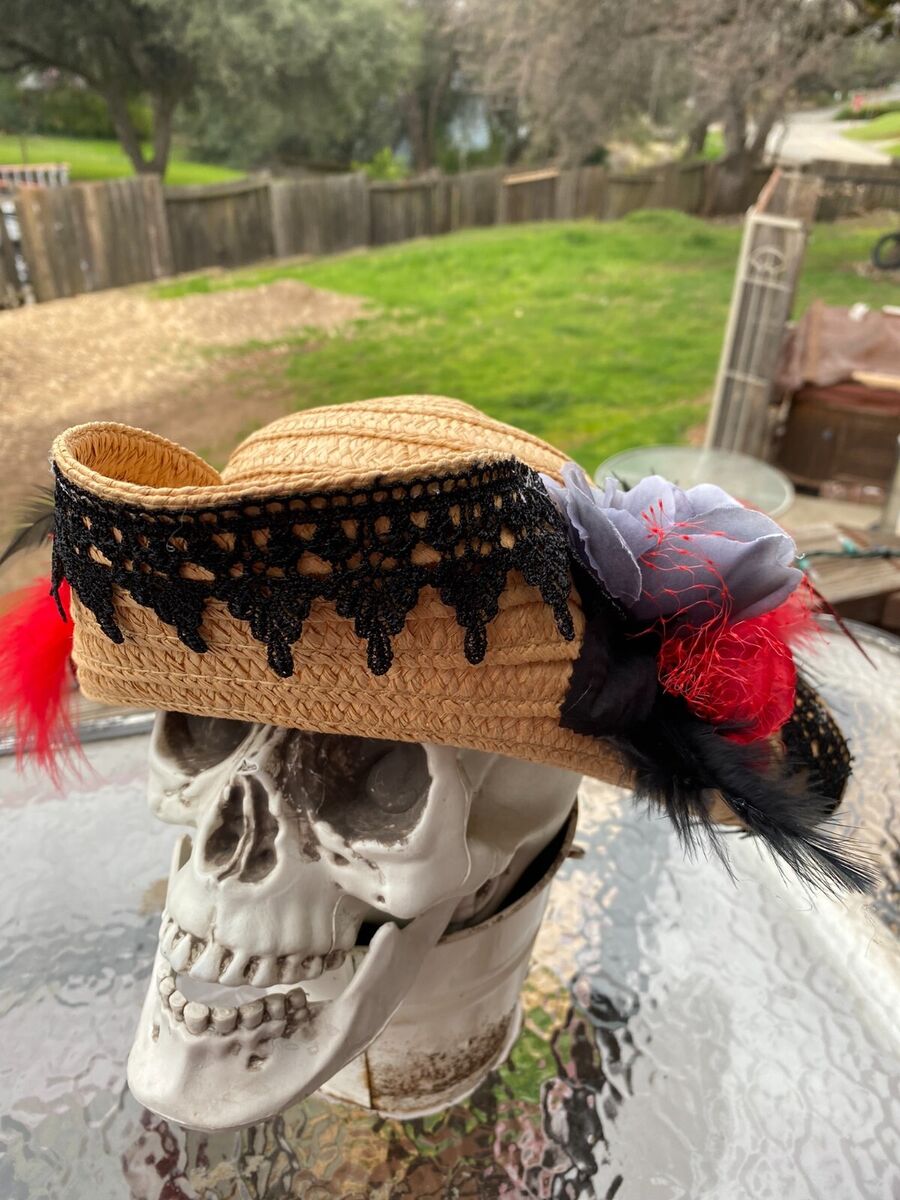 Pirate Hat - Custom Made Adult Woman, Tan, Black, Gray, Red Pirate Hat - Custom Made Adult Woman, Tan, Black, Gray, Red