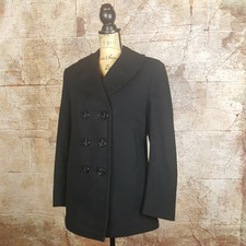 Authentic Black Dscp Women's Wool Military Pea Coat 10r