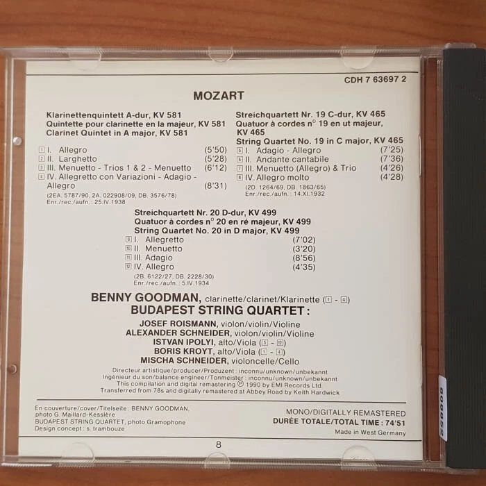 BENNY GOODMAN Mozart Streichquartette  EX/EX(CD) - Bild 2 von 4