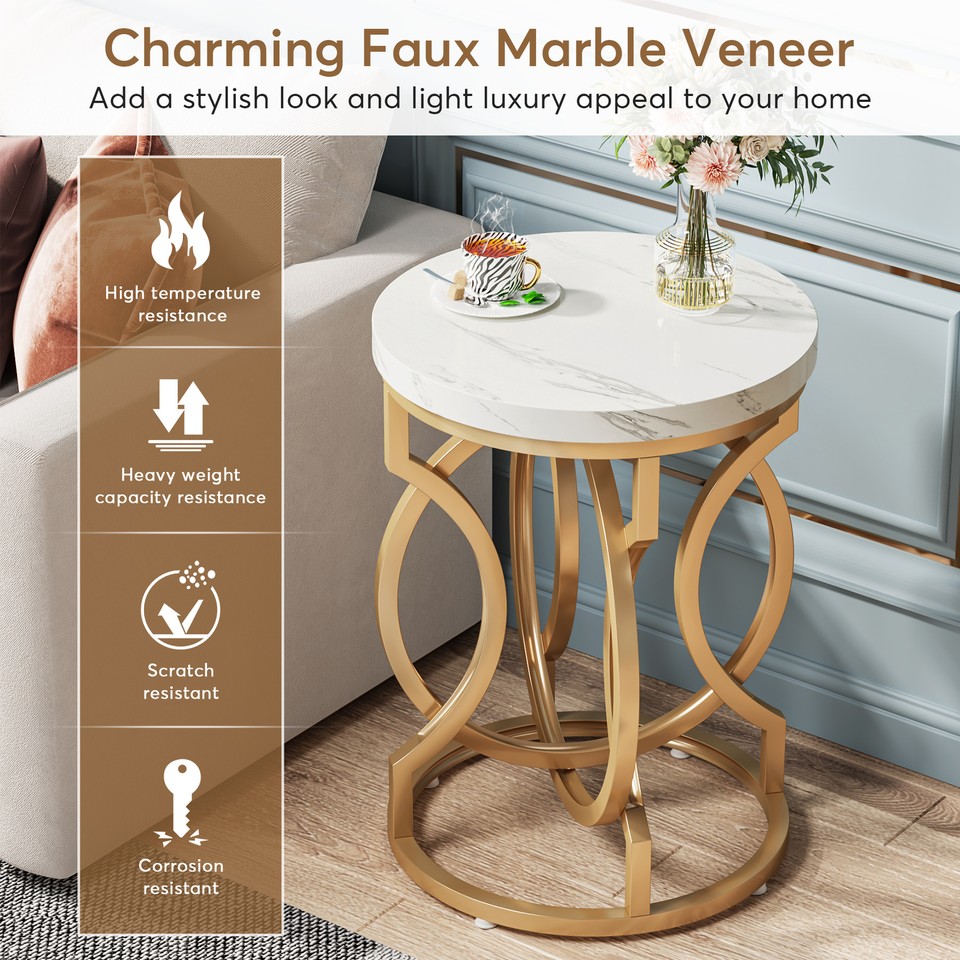 20" Round Sofa Side End Table for Living Room, Small Accent Coffee Tea ...