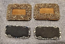 ANTIQUE GOLDEN CUT STEEL SHOE CLIPS BUCKLES,  BLK. VELVET CLIPS LOT, FRANCE