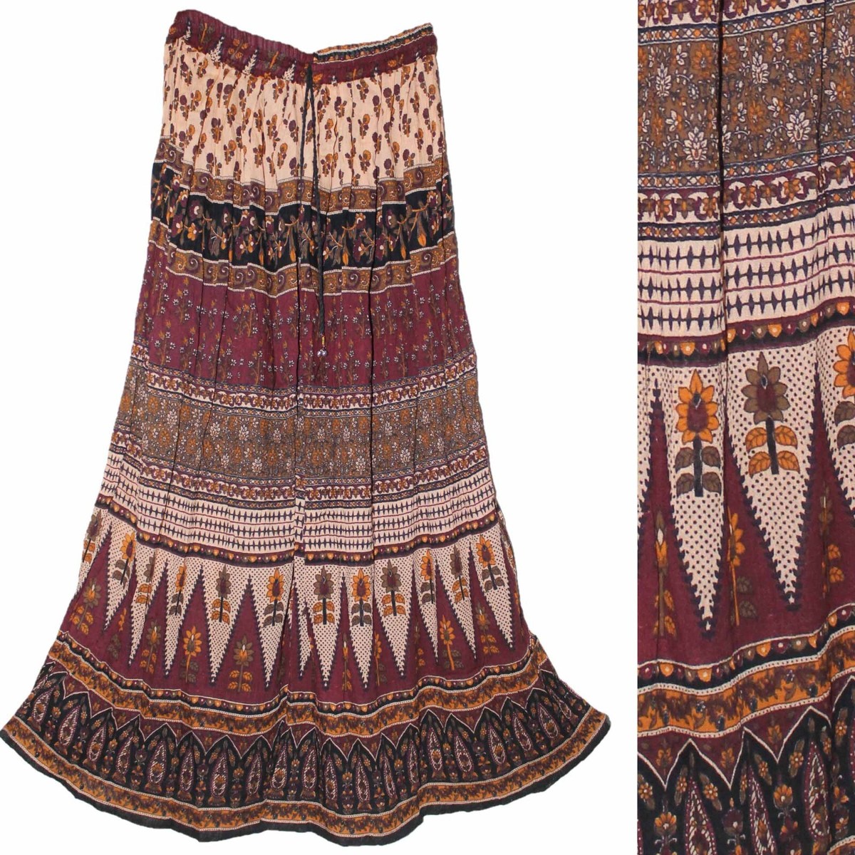 Indian Long Floral Boho Chic Skirt For Women Ethnic Hippie Retro