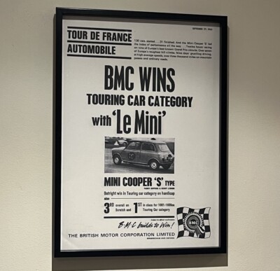 BMC Austin Morris Mini Cooper S Le Mini gewinnt Tour de France 1963 Wandbild Poster