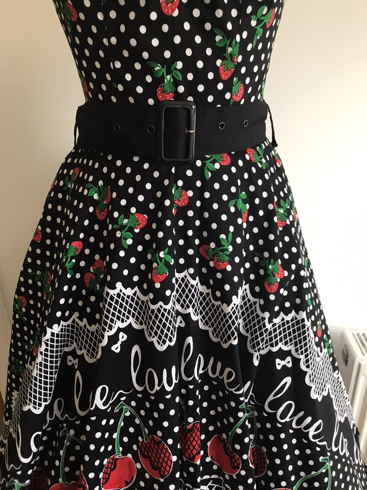 Hell Bunny Love, Cherries & Strawberries Halter Neck Dress, Size XS, Rock'n'Roll 3