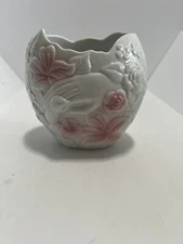 FTD Ceramic Floral Vase Pink/White Child & Adult Holding Hands 5.5” x 5.5” x 4”