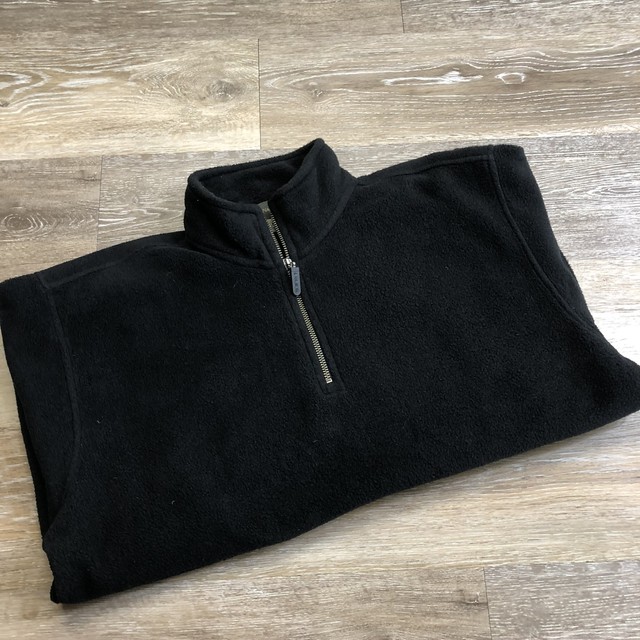 BANANA REPUBLIC 1/4 Zip Up Mock Neck Black Pullover Fleece Jacket Men's