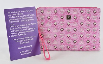 New MCM Jacquard Leather Veritas Visetos Logo Wristlet Purse  display picture 1