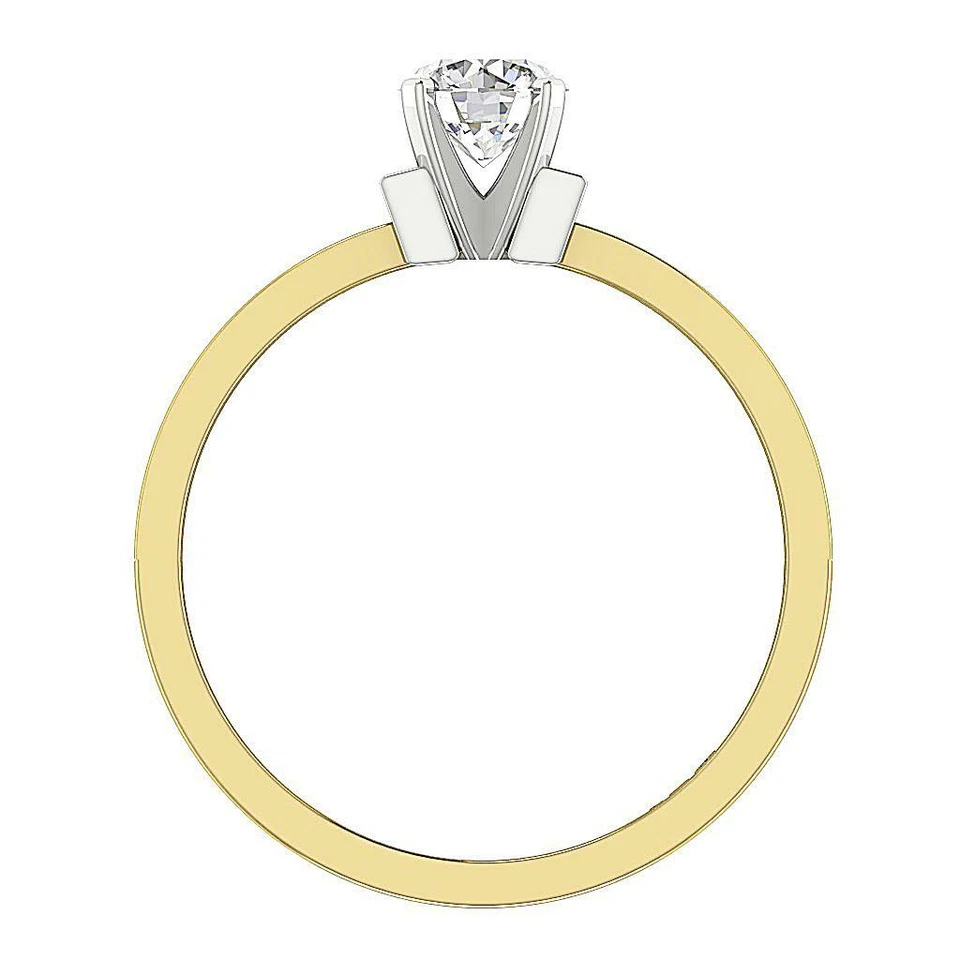 Solitaire Anniversary Natural Diamond Ring Set SI1 G 0.35 Carat 14K Yellow Gold - Image 2 of 4