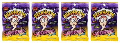 4x Warheads Sour & Chewy Sweet & Fruity Worms Kaubonbons 141g