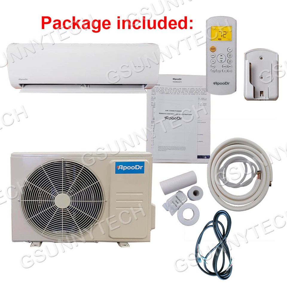 12000 BTU Ductless Air Conditioner Heat Pump Mini Split AC 110V 1 Ton W ...