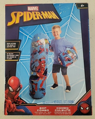 New Marvel Spider-Man 36'' Inflatable Punching Bop Bag Combo Gloves & Bag