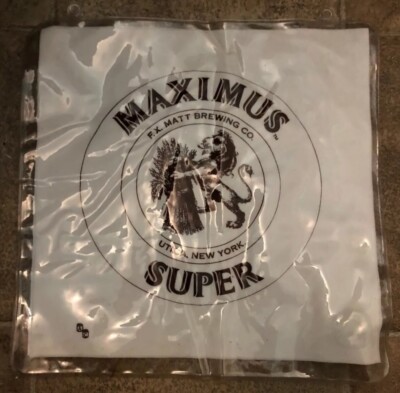 VTG 70 s Maximus Super Beer Blow Up Beach Pillow F. X. MATT BREWING CO Utica NY