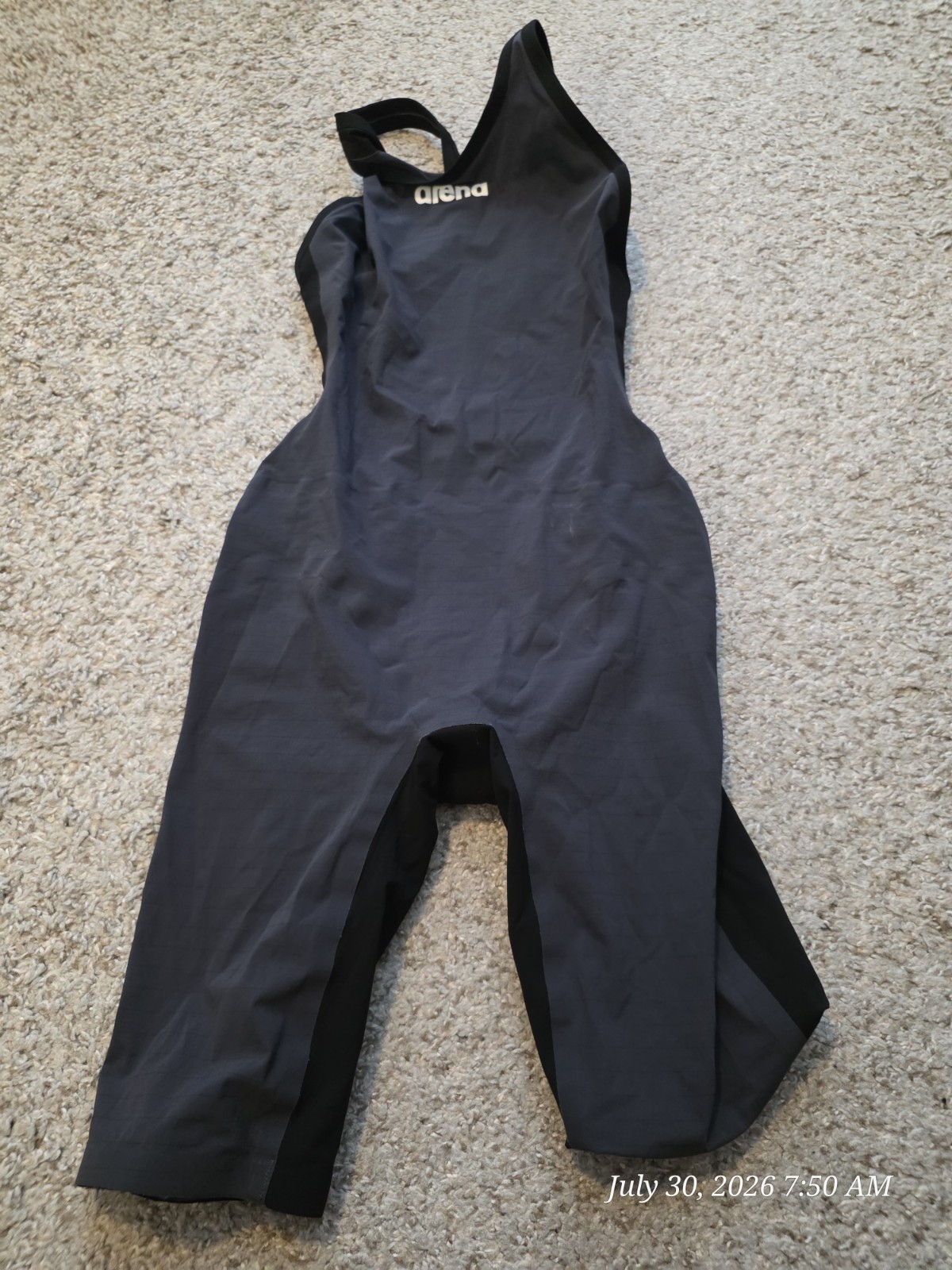 Arena Carbon Women's Kneeskin Tech Swimsuit Size 28 Gray/Black