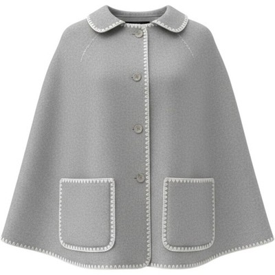 Marc New York NEW Andrew Marc Grey Scarf Cape Jacket Stitch Scandi Style Med