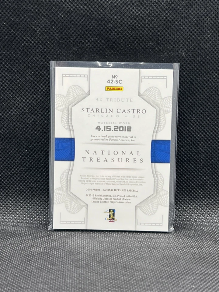 Camiseta deportiva 2016 Panini National Treasures 42 Tribute Starlin Castro #07/25 Robinson Foto 4 de 4