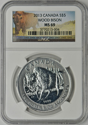 2013 Canada 1oz .9999 Silver Wood Bison - NGC MS69 - ✪COINGIANTS